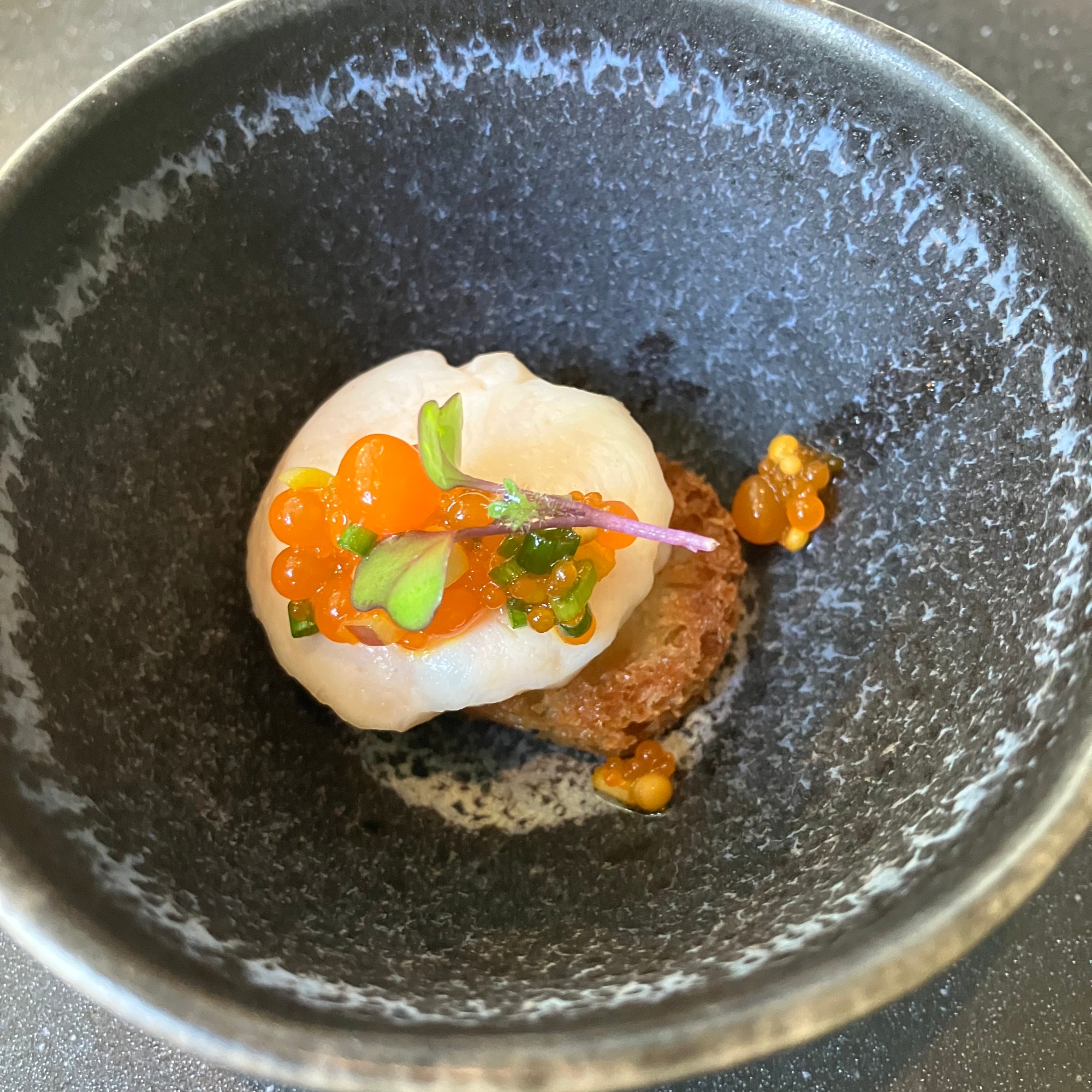 Smoked Salmon with Citrus Caviar on Toasted Brioche